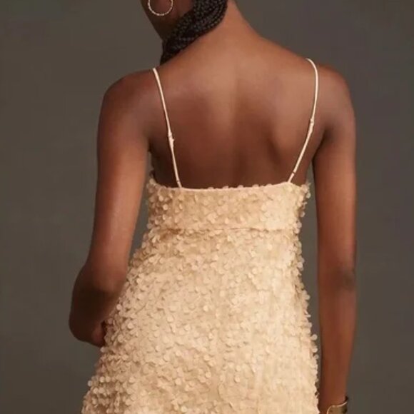 Anthropologie 3D Floral embellished mini dress (NEW) (cream) - Picture 2 of 4